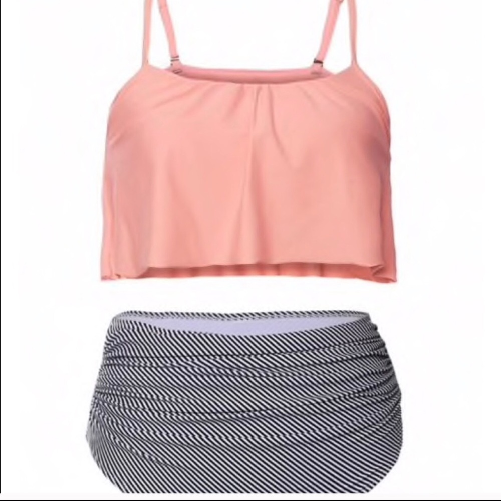 Two piece womens bikini. High waisted bottoms